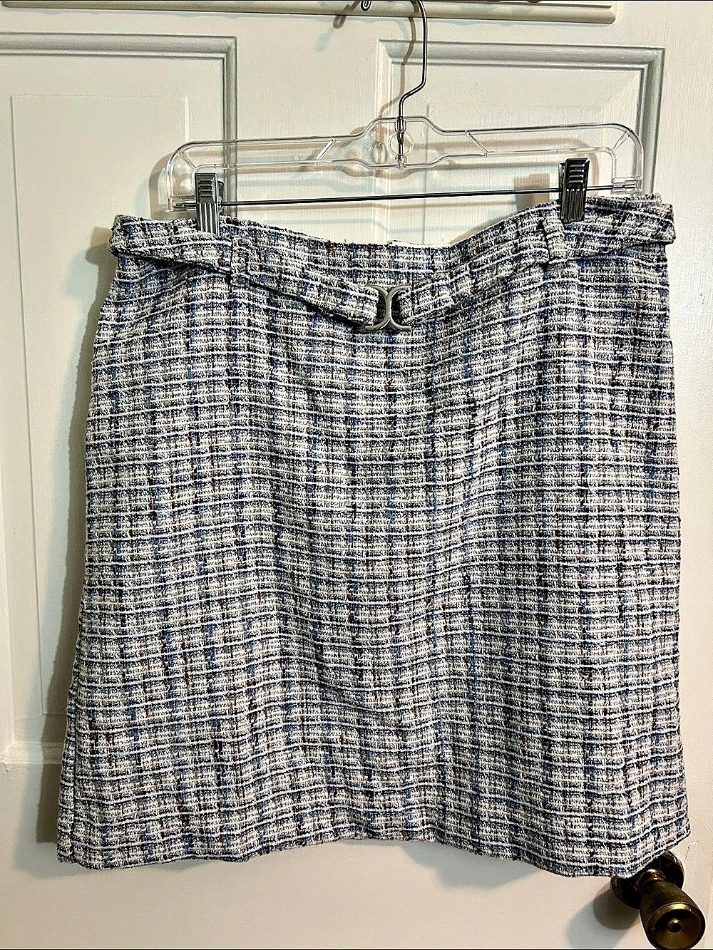 Ann Taylor factory Plaid A-Line Skirt in Blue & White Size 14 Petite NWT